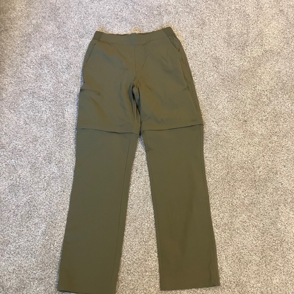 REI Co-op Womens Small Olive Green Convertible Zip Off Hiking Pants Convertible